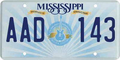 MS license plate AAD143