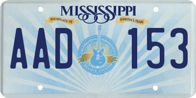 MS license plate AAD153