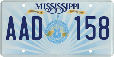 MS license plate AAD158