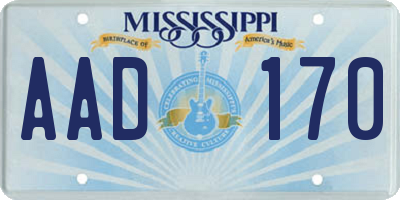 MS license plate AAD170