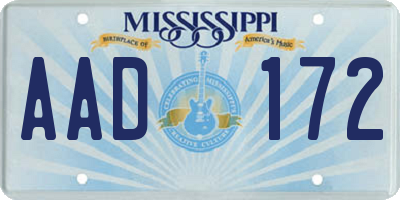 MS license plate AAD172