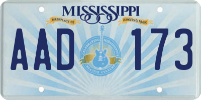 MS license plate AAD173