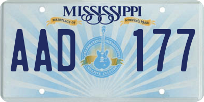 MS license plate AAD177