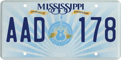 MS license plate AAD178