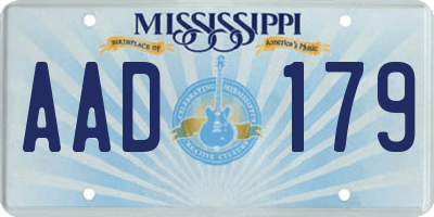 MS license plate AAD179