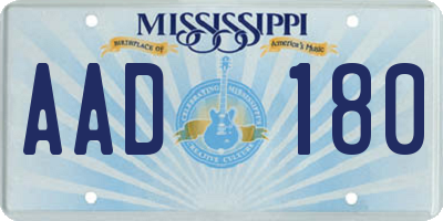 MS license plate AAD180