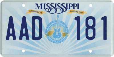 MS license plate AAD181