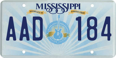 MS license plate AAD184