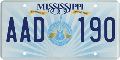 MS license plate AAD190