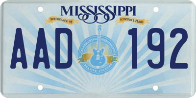 MS license plate AAD192