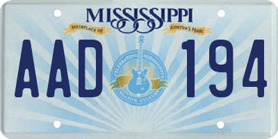 MS license plate AAD194