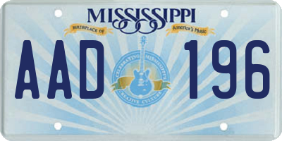 MS license plate AAD196