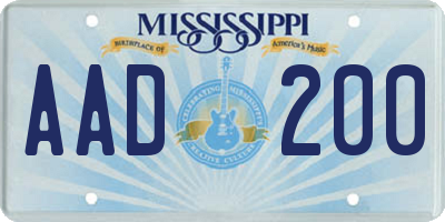 MS license plate AAD200