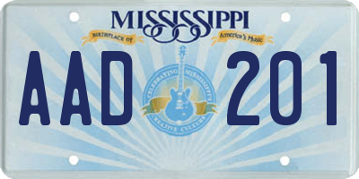 MS license plate AAD201