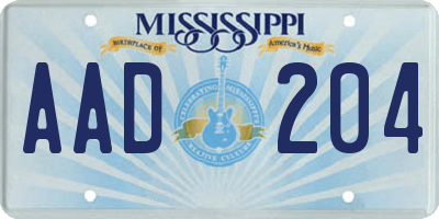 MS license plate AAD204