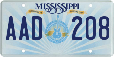 MS license plate AAD208