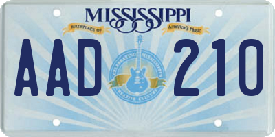 MS license plate AAD210