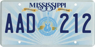 MS license plate AAD212