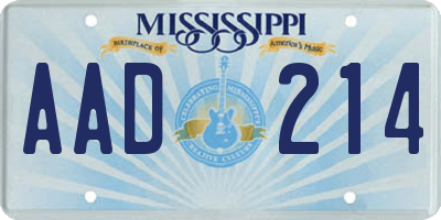 MS license plate AAD214