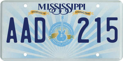 MS license plate AAD215