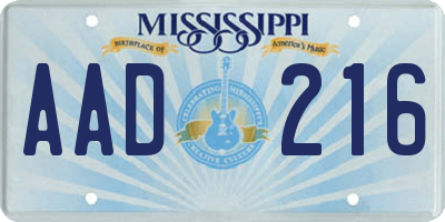 MS license plate AAD216