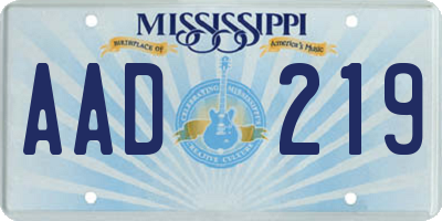 MS license plate AAD219