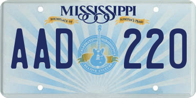 MS license plate AAD220