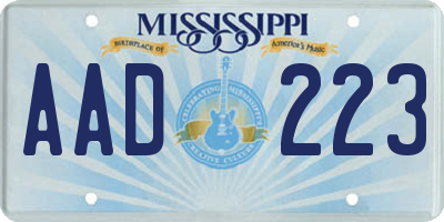 MS license plate AAD223