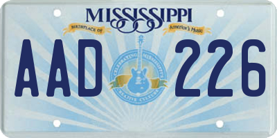 MS license plate AAD226