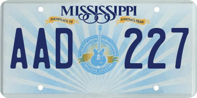 MS license plate AAD227