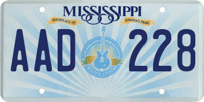 MS license plate AAD228