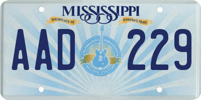 MS license plate AAD229