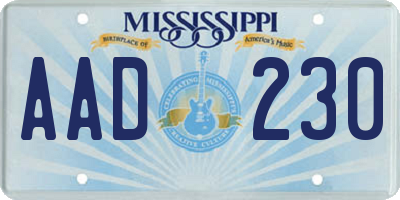MS license plate AAD230
