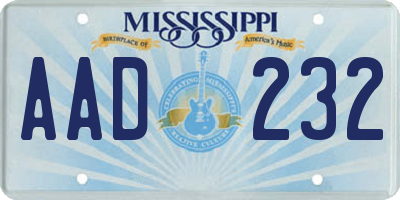 MS license plate AAD232