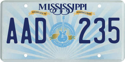 MS license plate AAD235