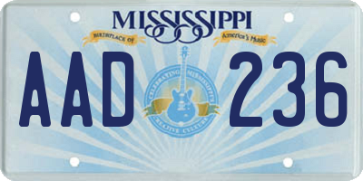 MS license plate AAD236