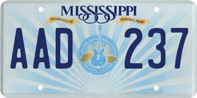 MS license plate AAD237