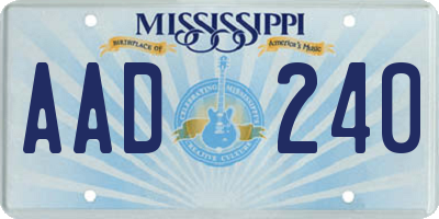 MS license plate AAD240