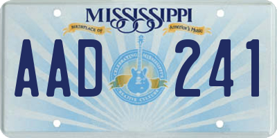MS license plate AAD241