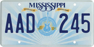 MS license plate AAD245