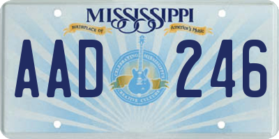 MS license plate AAD246