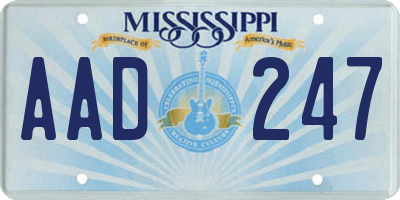 MS license plate AAD247