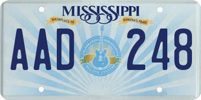 MS license plate AAD248