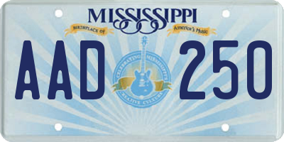 MS license plate AAD250