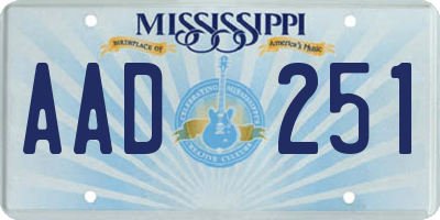 MS license plate AAD251