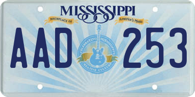 MS license plate AAD253