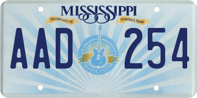 MS license plate AAD254