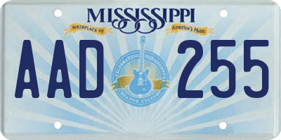 MS license plate AAD255