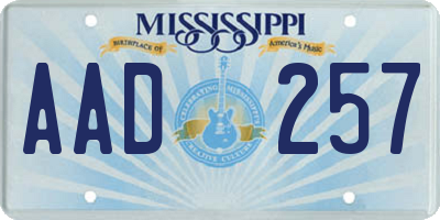 MS license plate AAD257