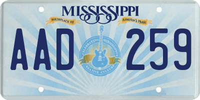 MS license plate AAD259